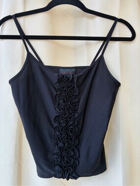 Y2K Ralph Ralph Lauren RRL Stretch Ruffle Cami Black Top S